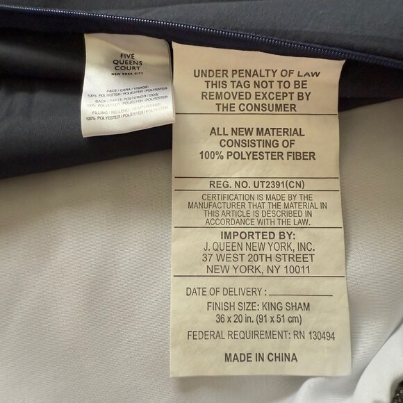 (2) Five Queens Court Woodstock Blue Gold Damask King Sham Pillowcases 35.5” - Picture 13 of 15